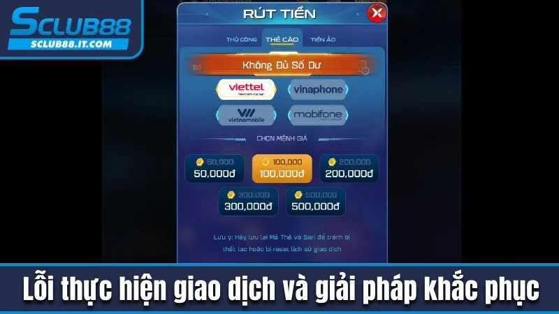 Rút Tiền Sclub88 Siêu Nhanh Siêu Đơn Giản Chỉ Qua Vài Bước 3 Lỗi thực hiện giao dịch và giải pháp khắc phục hiệu quả